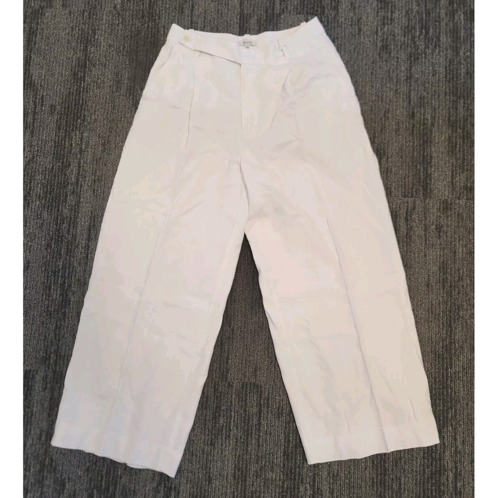 Madewell Harlow Wide Leg Pants Womens 12 White Linen Pleated High‎ Rise 30x28